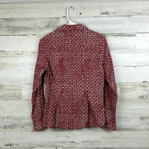 Woolrich women's xtra small red/white floral long sleeve button down blouse - Picture 2 of 5